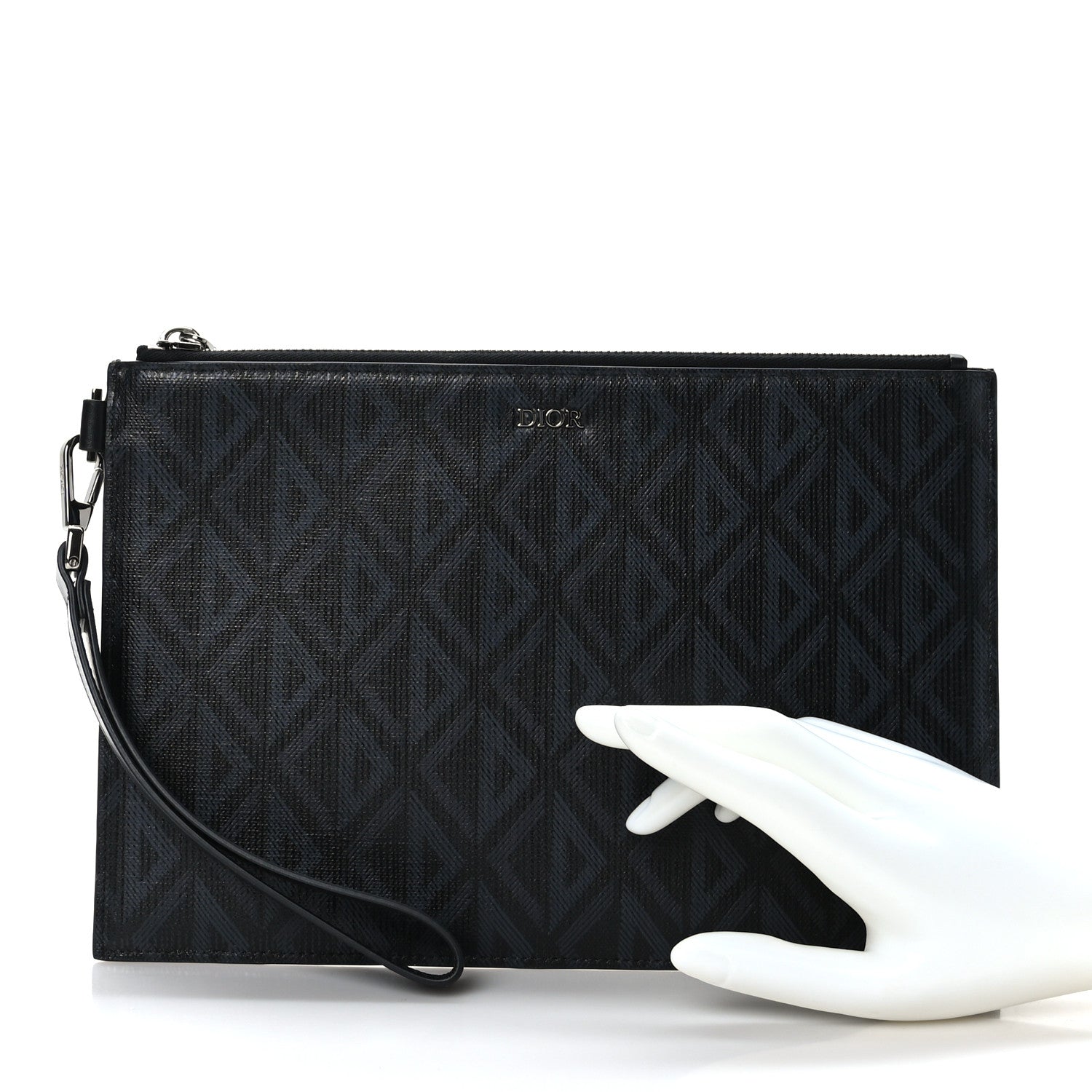 Christian Dior Coated Canvas CD Diamond Hit The Road A5 Pouch Black 2 of 6