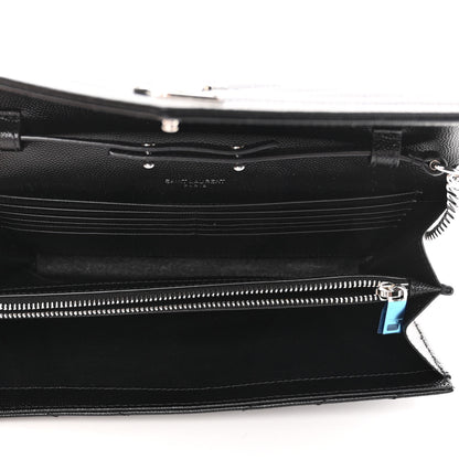 Saint Laurent Grain De Poudre Matelasse Chevron Monogram Chain Wallet Black 5 of 9