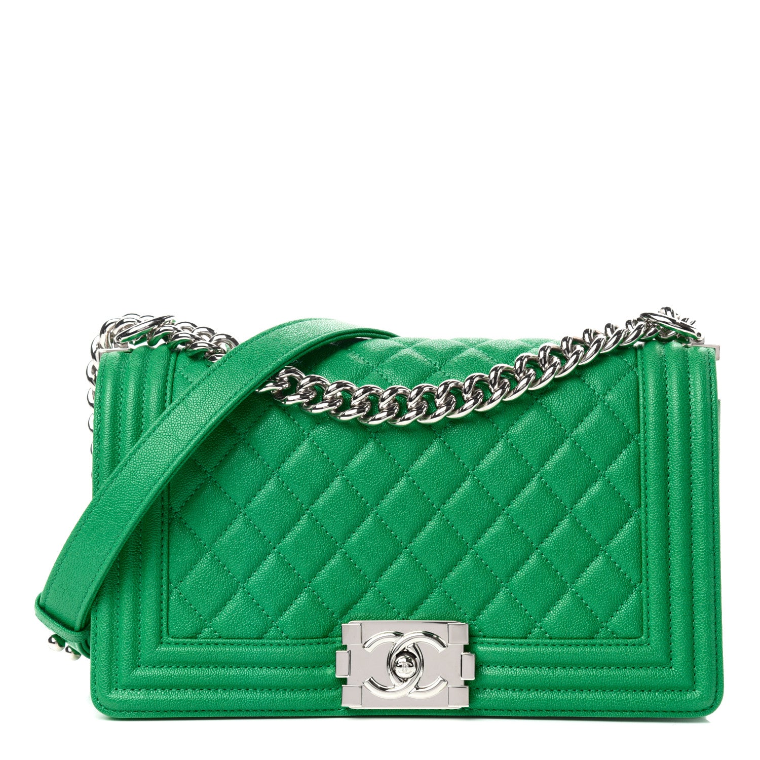 Chanel Caviar Quilted Medium Boy Flap Green 1 of 11