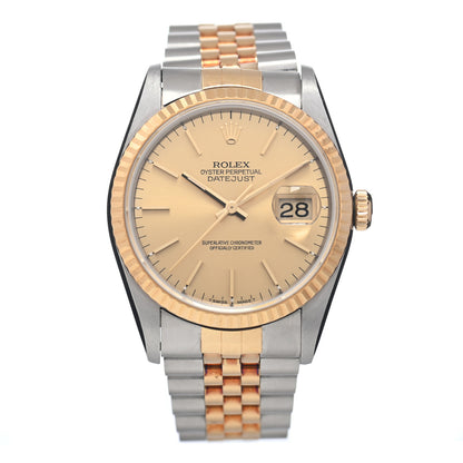Rolex Stainless Steel 18K Yellow Gold 36mm Oyster Perpetual Datejust Watch Champagne 16233 1 of 4