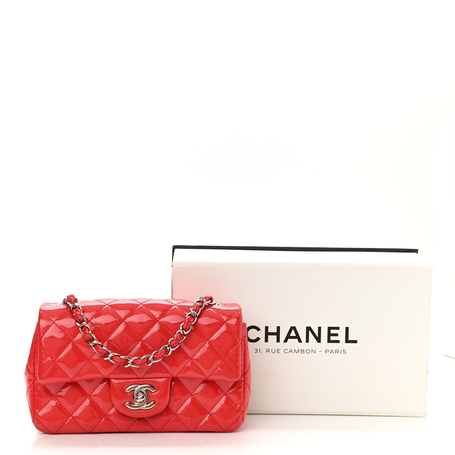 Chanel Patent Calfskin Quilted Mini Rectangular Flap Red 12 of 12