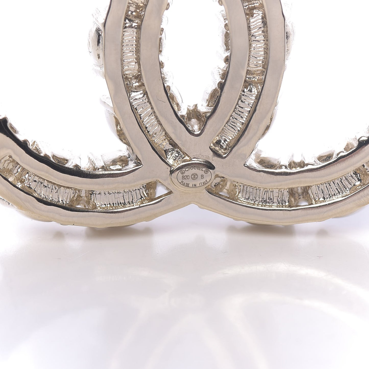 Crystal Pearl CC Dazzling Domino Brooch Gold Black