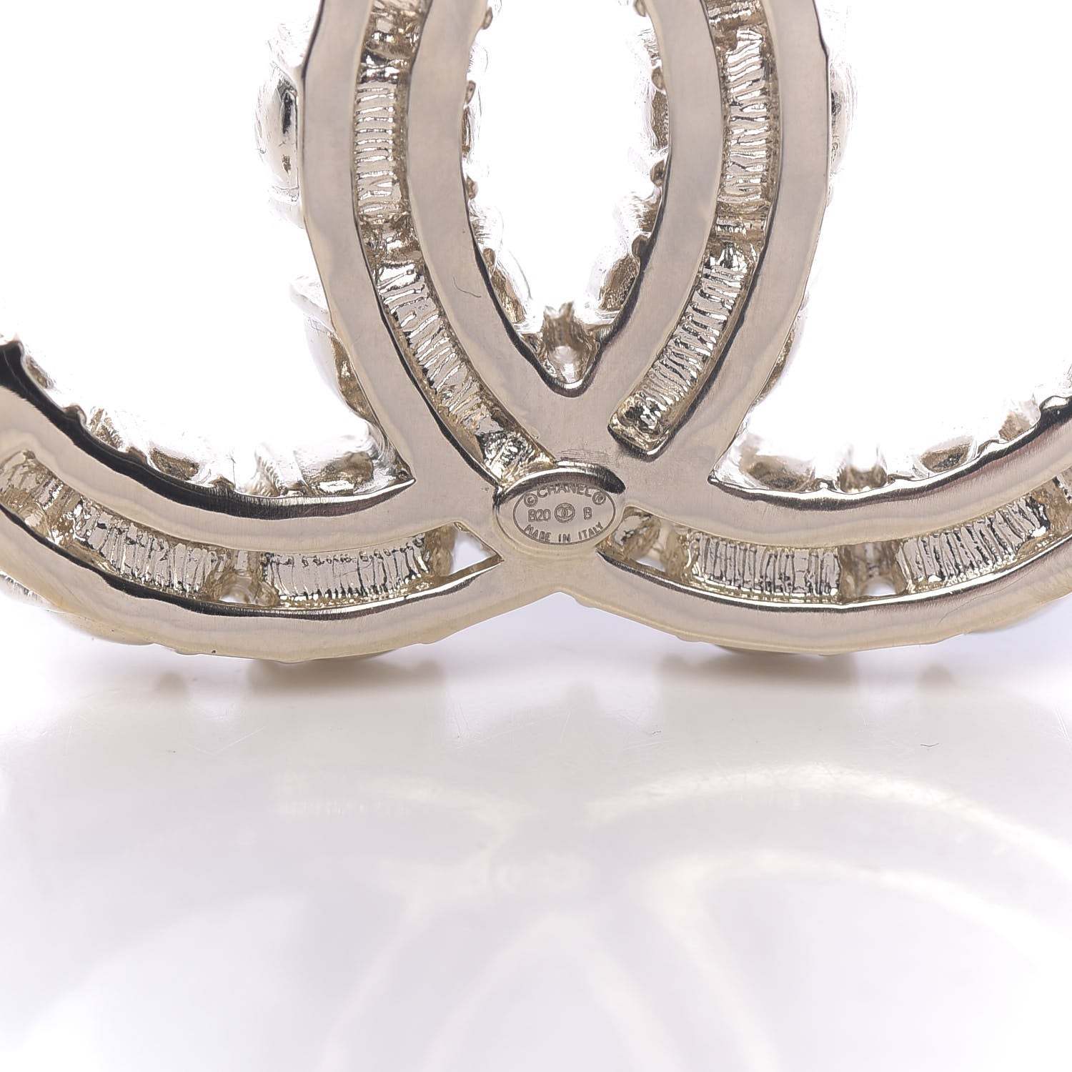 Chanel Crystal Pearl CC Dazzling Domino Brooch Gold Black 4 of 5