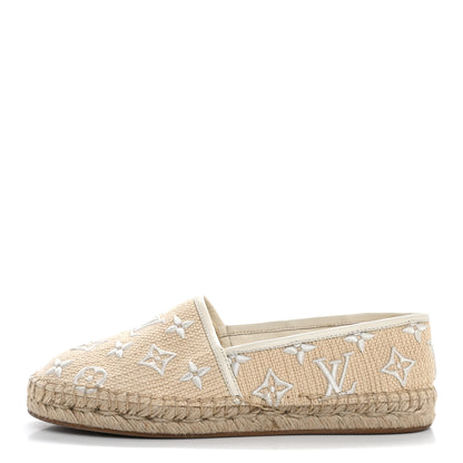 Louis Vuitton Canvas Monogram Starboard Espadrille Flats 37 Beige White 1 of 12