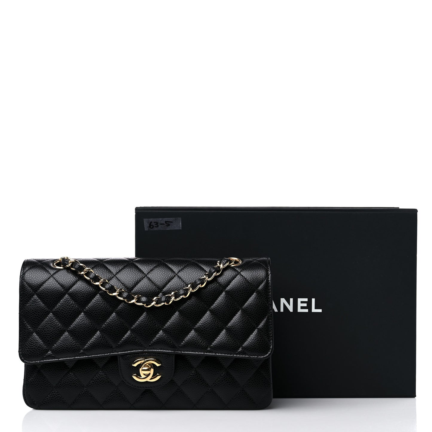 Caviar Quilted Medium Double Flap Black