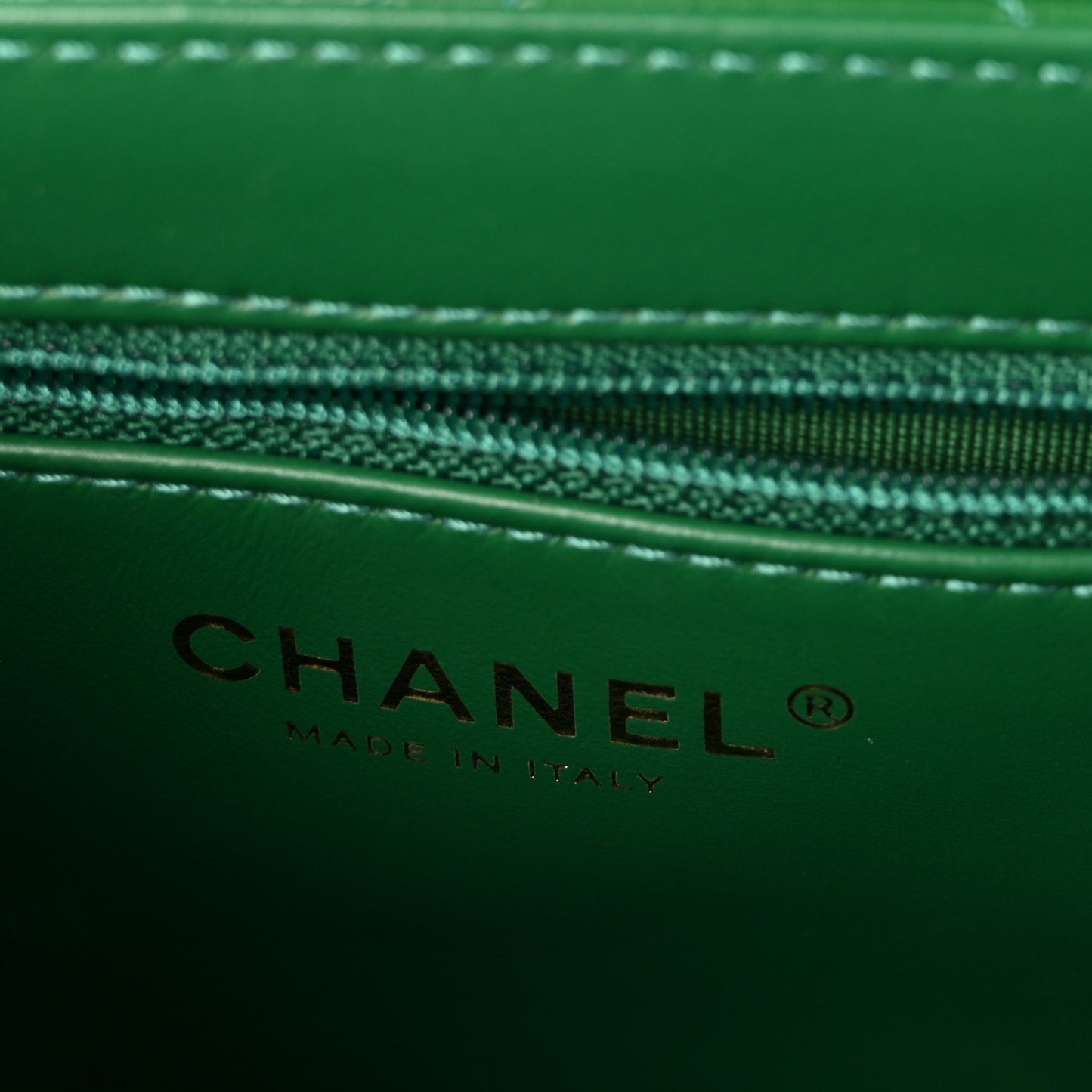 Shiny Aged Calfskin Quilted Nano Kelly Shopper Green