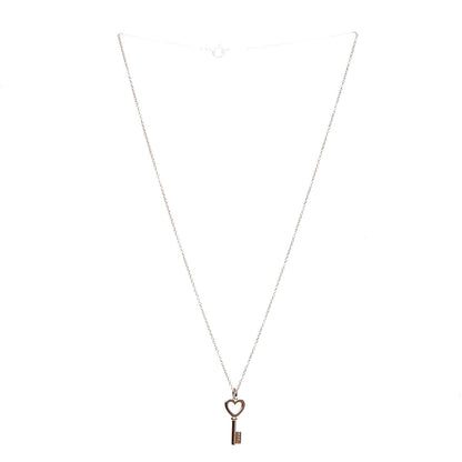 Tiffany 18K Rose Gold Mini Heart Key Pendant Necklace 3 of 14
