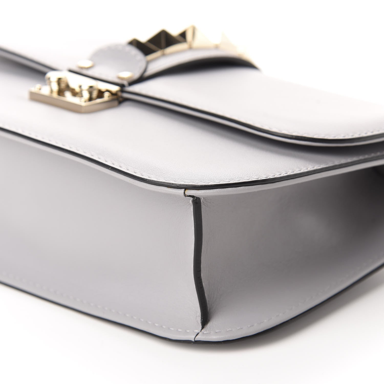 Valentino Garavani Vitello Medium Glam Lock Rockstud Flap Pastel Grey 7 of 9