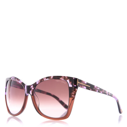 Tom Ford Carli Oversize Square Cateye Sunglasses TF295 Havana Purple 1 of 8