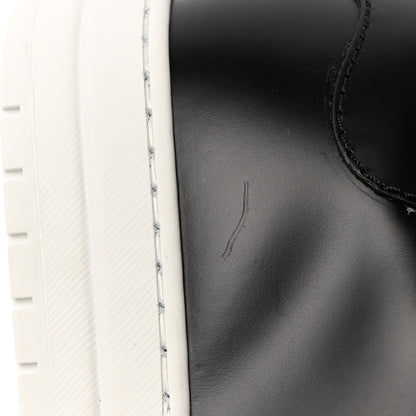 Prada Spazzolato Rois Triangle Womens Downtown Low Top 30mm Sneakers 40 Black White 9 of 9