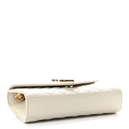 Saint Laurent Grain De Poudre Textured Mixed Matelasse Triquilt Small Monogram Satchel Crema Soft 4 of 11