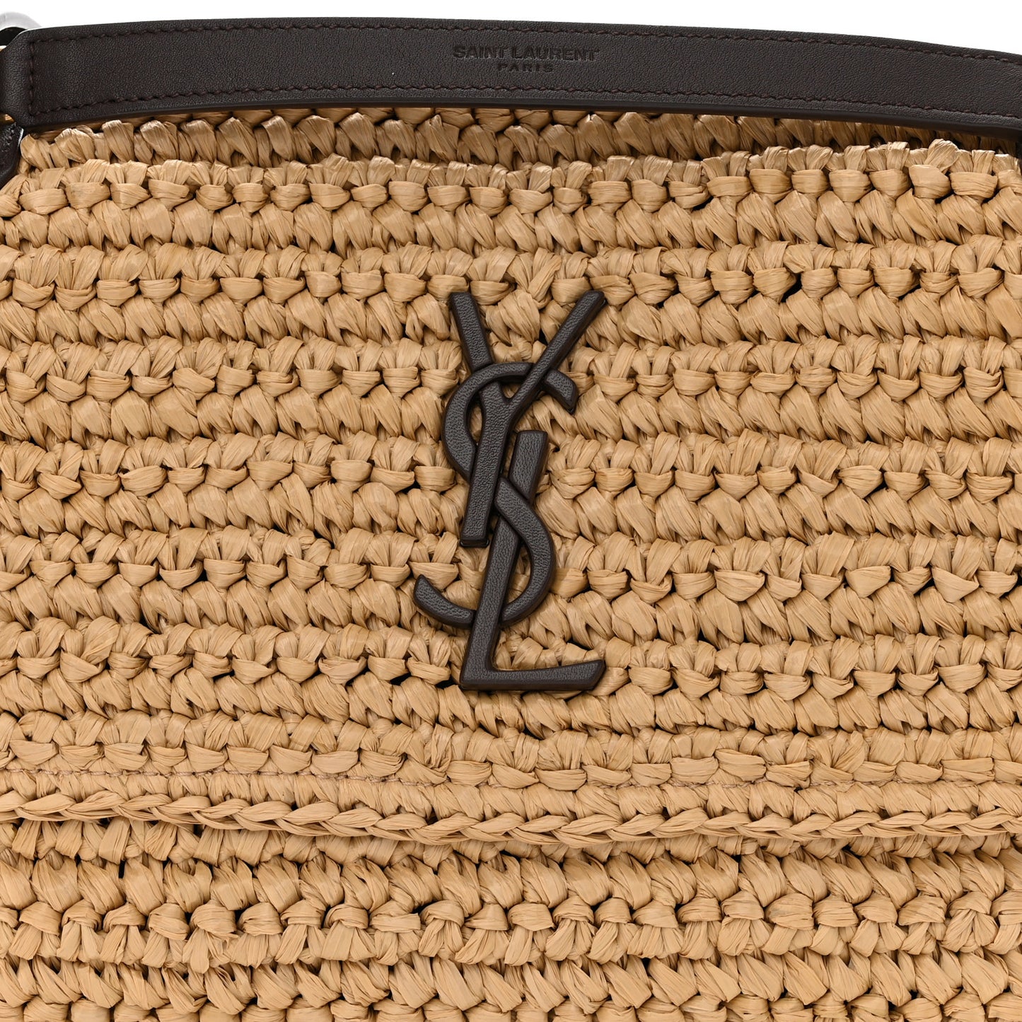 SAINT LAURENT Raffia Calfskin Monogram Medium Niki Chain Satchel Natural