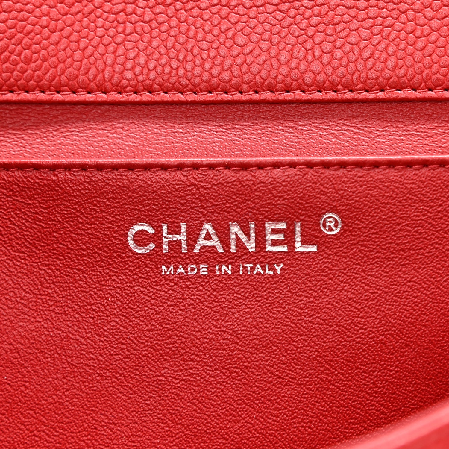 Chanel Caviar Quilted Clutch With Chain Flap Red 6 of 8