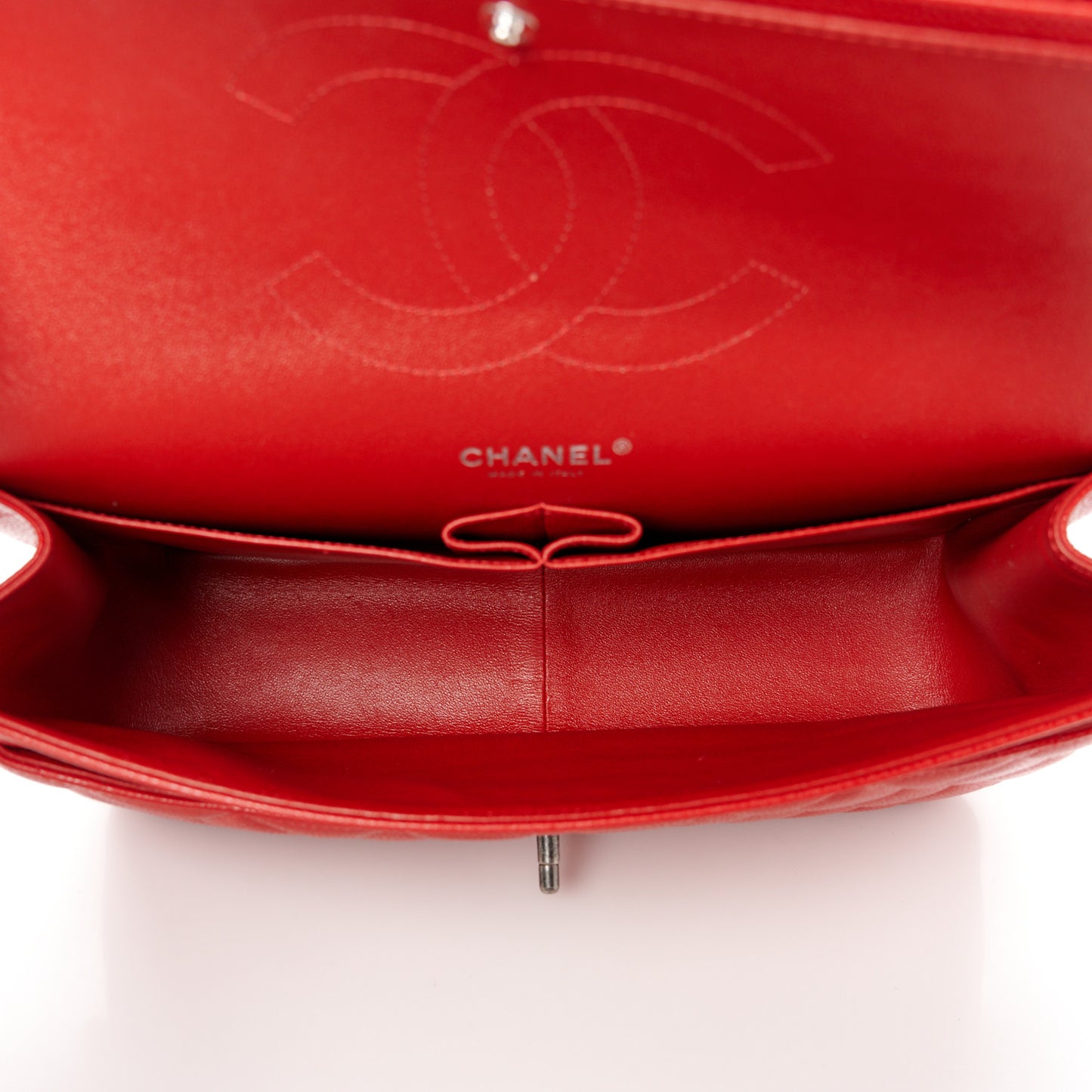 Caviar Quilted Jumbo Double Flap Red