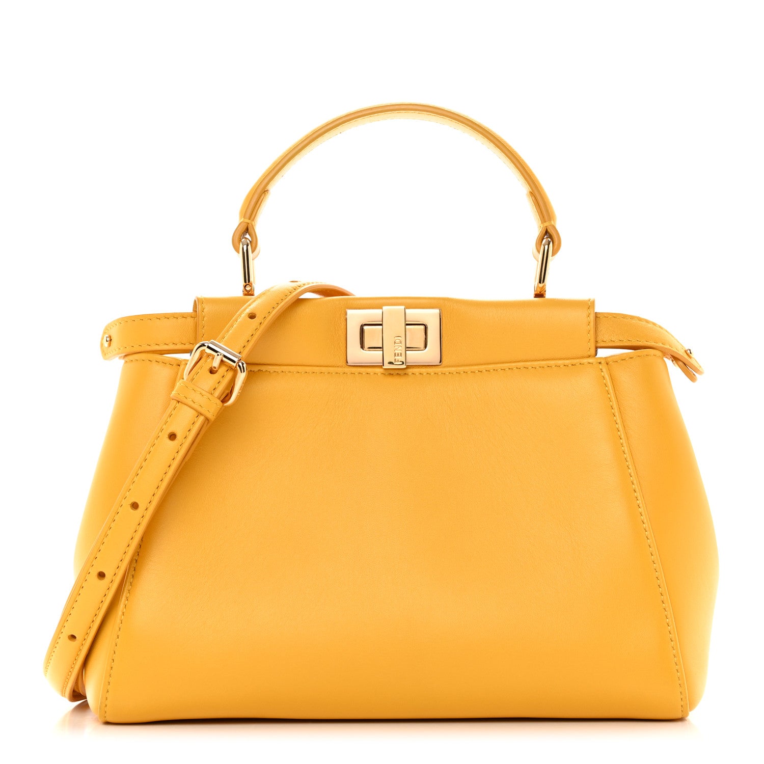 Fendi Nappa Stacked Bar Mini Peekaboo Iconic Satchel Mimosa 1 of 12