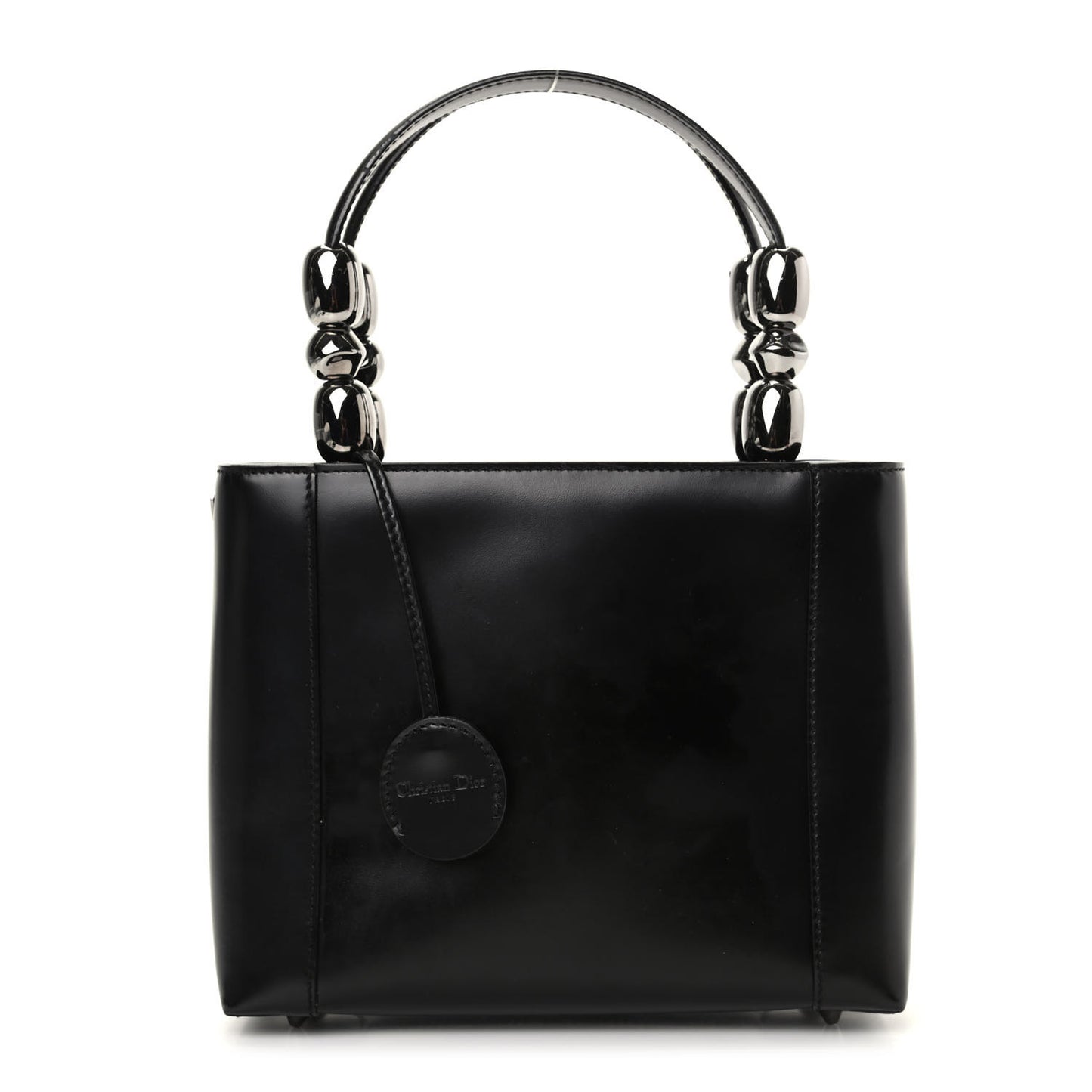 Calfskin Pearl Beaded Mini Maris Top Handle Bag Black