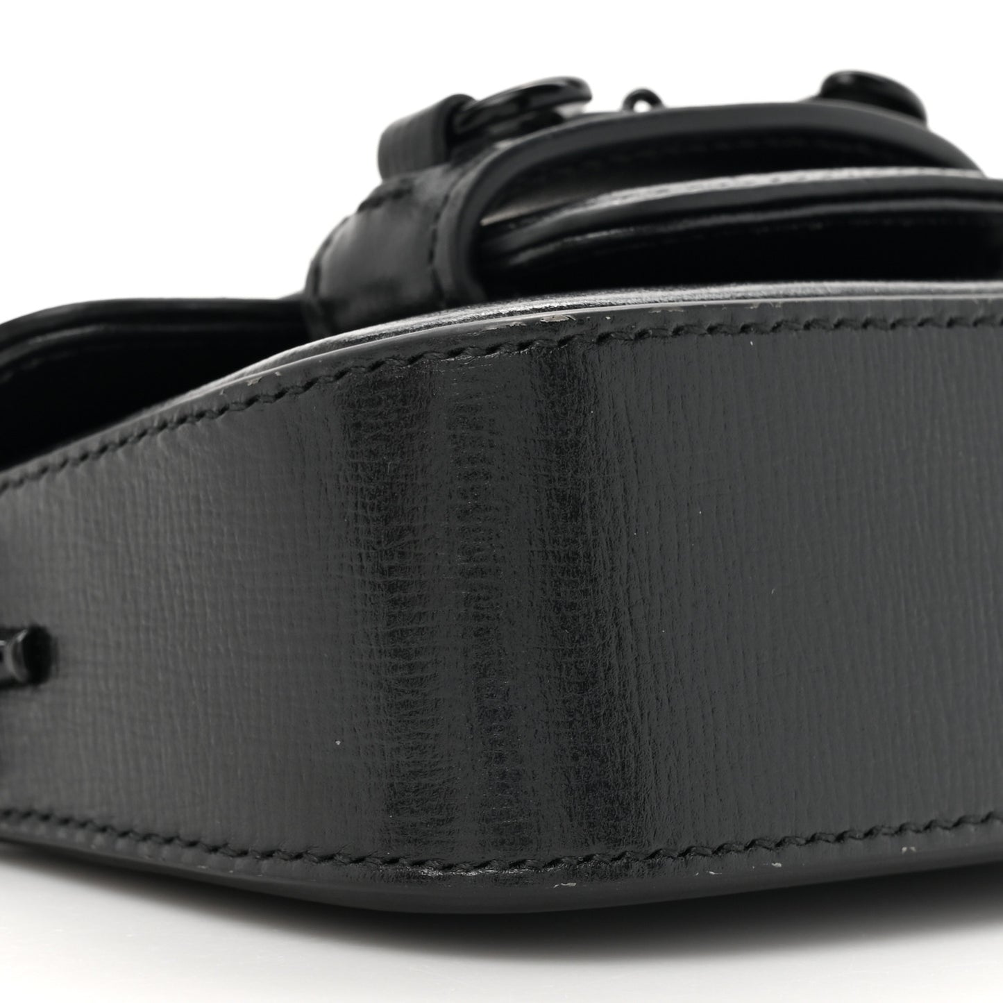 Azalea Calfskin Web Monochrome Horsebit 1955 Wallet On Strap Black