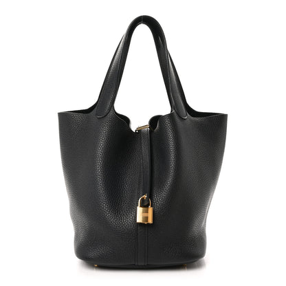 Hermes Taurillon Clemence Picotin Lock 22 MM Black 1 of 13