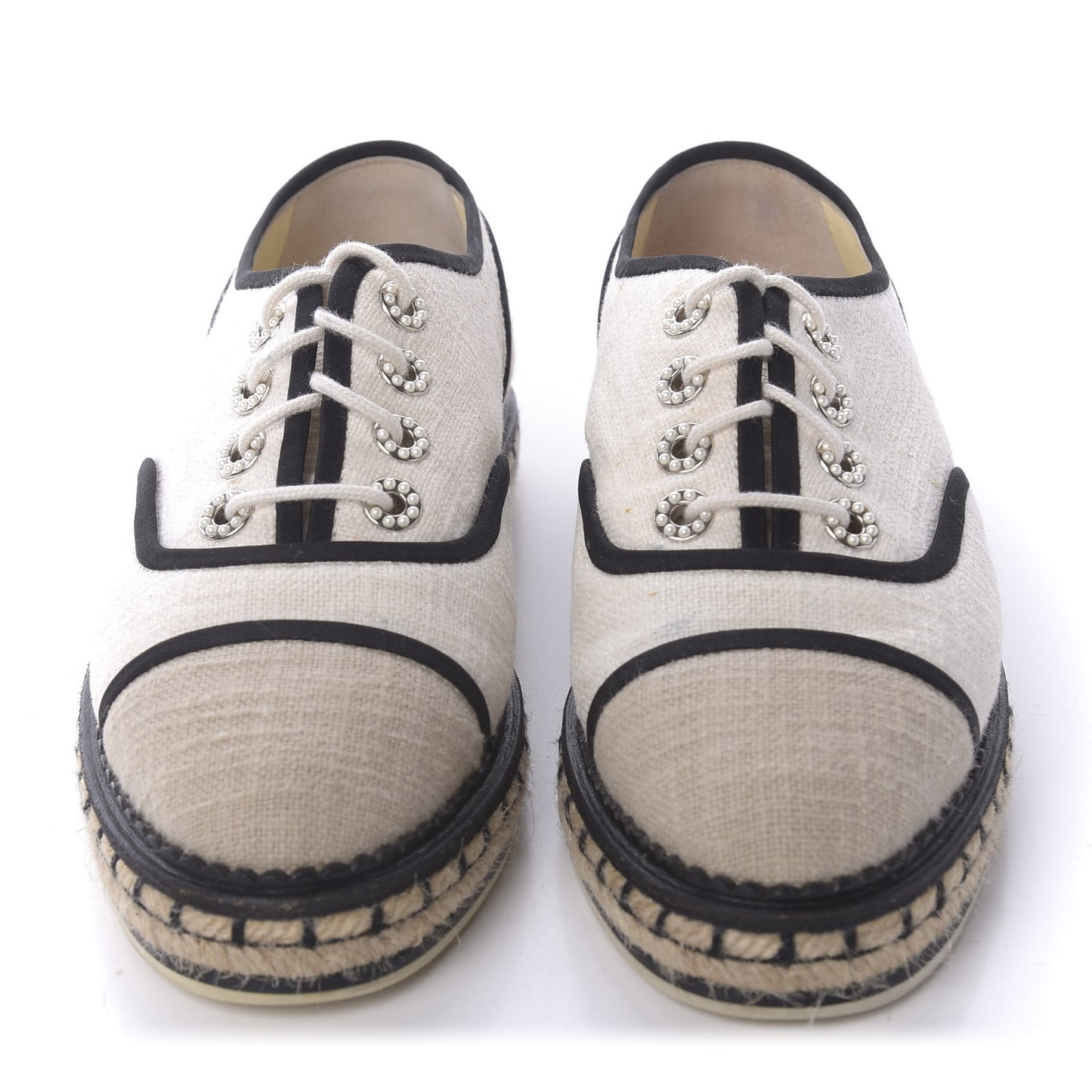 Cotton Lace Up Espadrilles 37 Light Beige