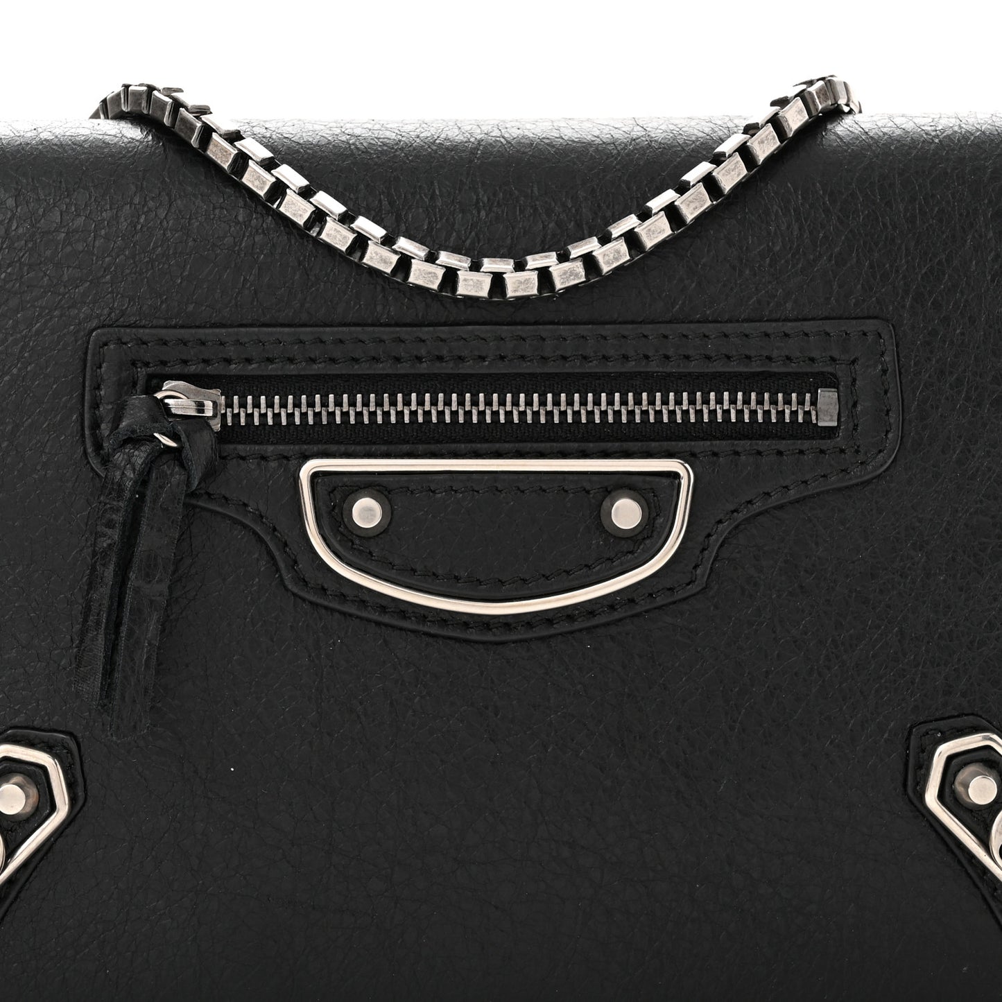 Agneau Silver Metallic Edge Hardware Wallet On Chain Black