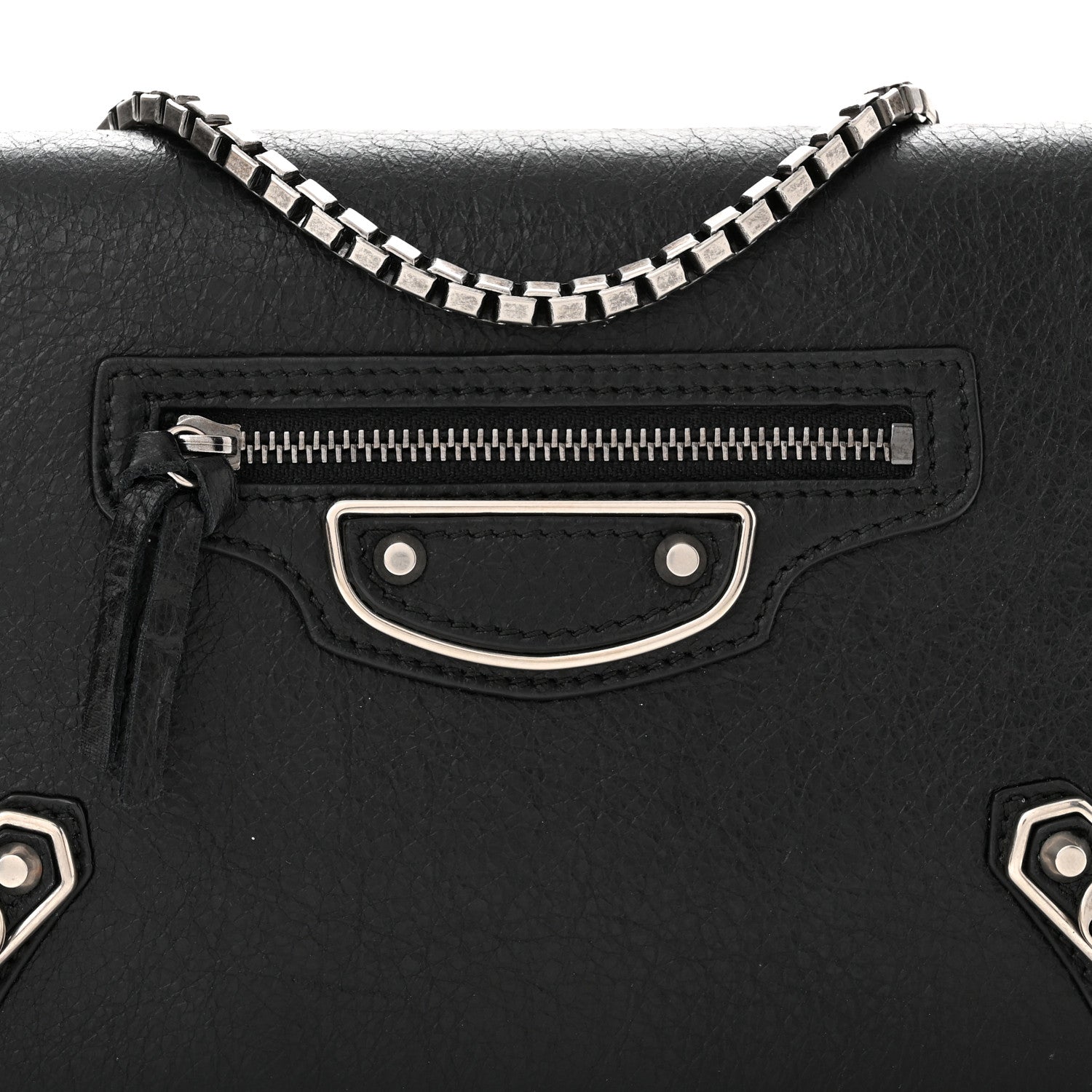 Balenciaga Agneau Silver Metallic Edge Hardware Wallet On Chain Black 8 of 11