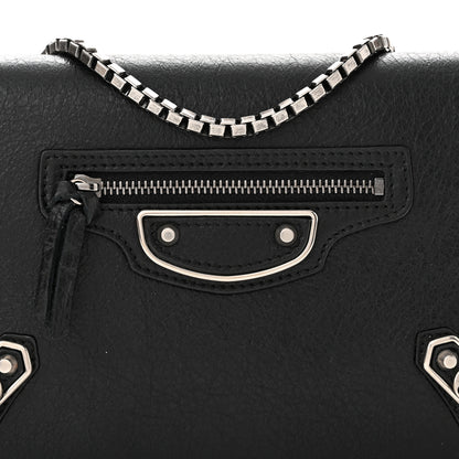 Balenciaga Agneau Silver Metallic Edge Hardware Wallet On Chain Black 8 of 11
