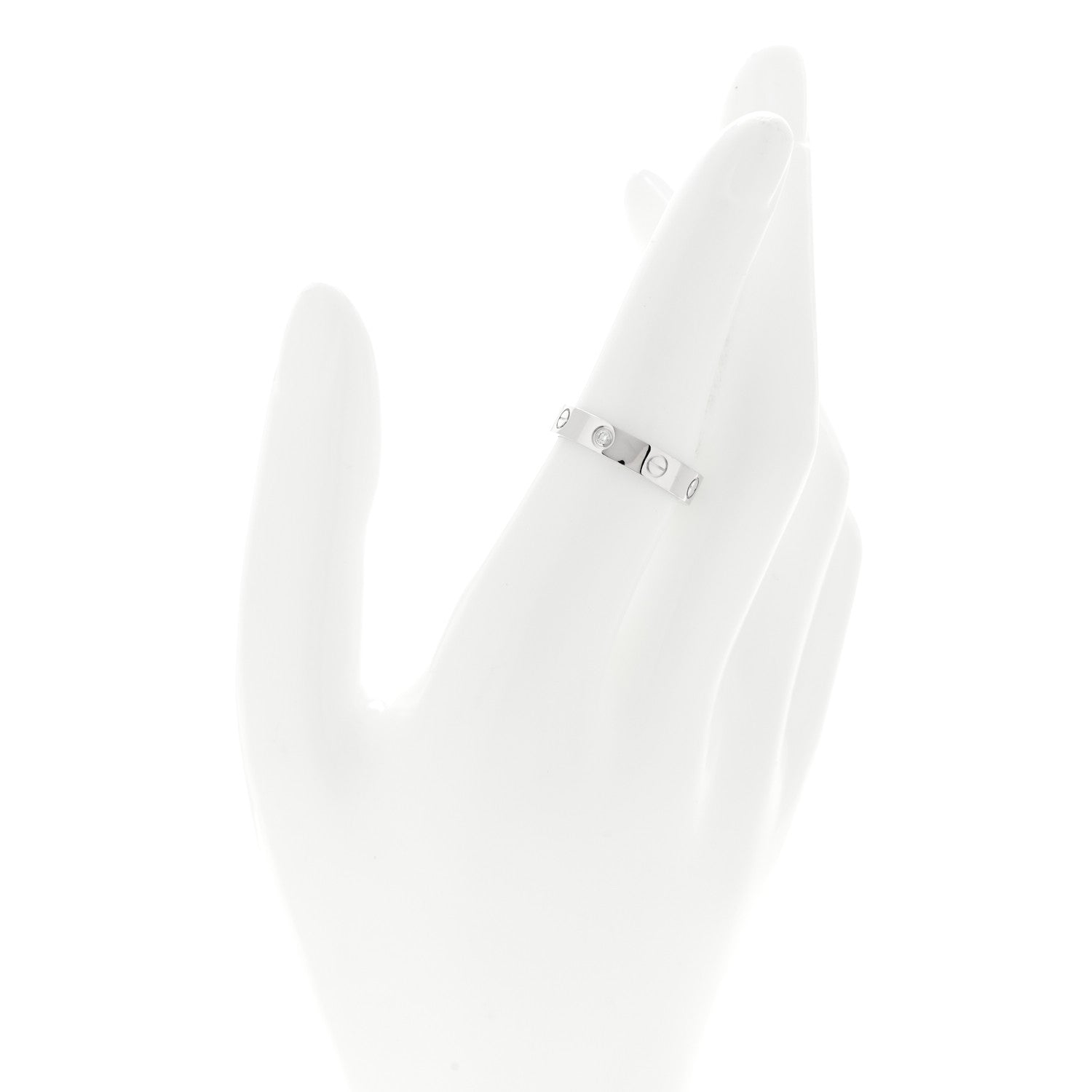 Cartier 18K White Gold Diamond 4mm LOVE Wedding Band Ring 54 6.75 2 of 5