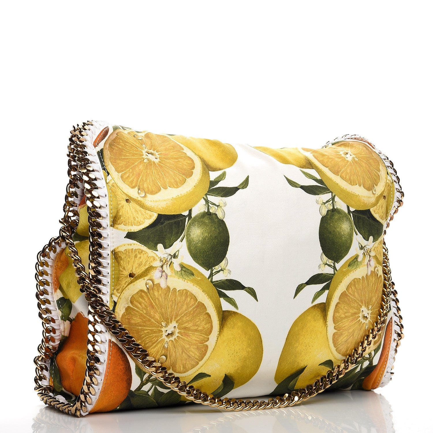 Stella McCartney Cotton Canvas Fruit Print Small Falabella Fold Over Tote White 3 of 8