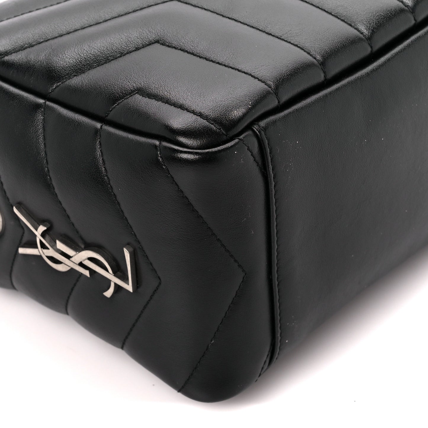 Calfskin Y Quilted Monogram Small Loulou Bowling Bag Black
