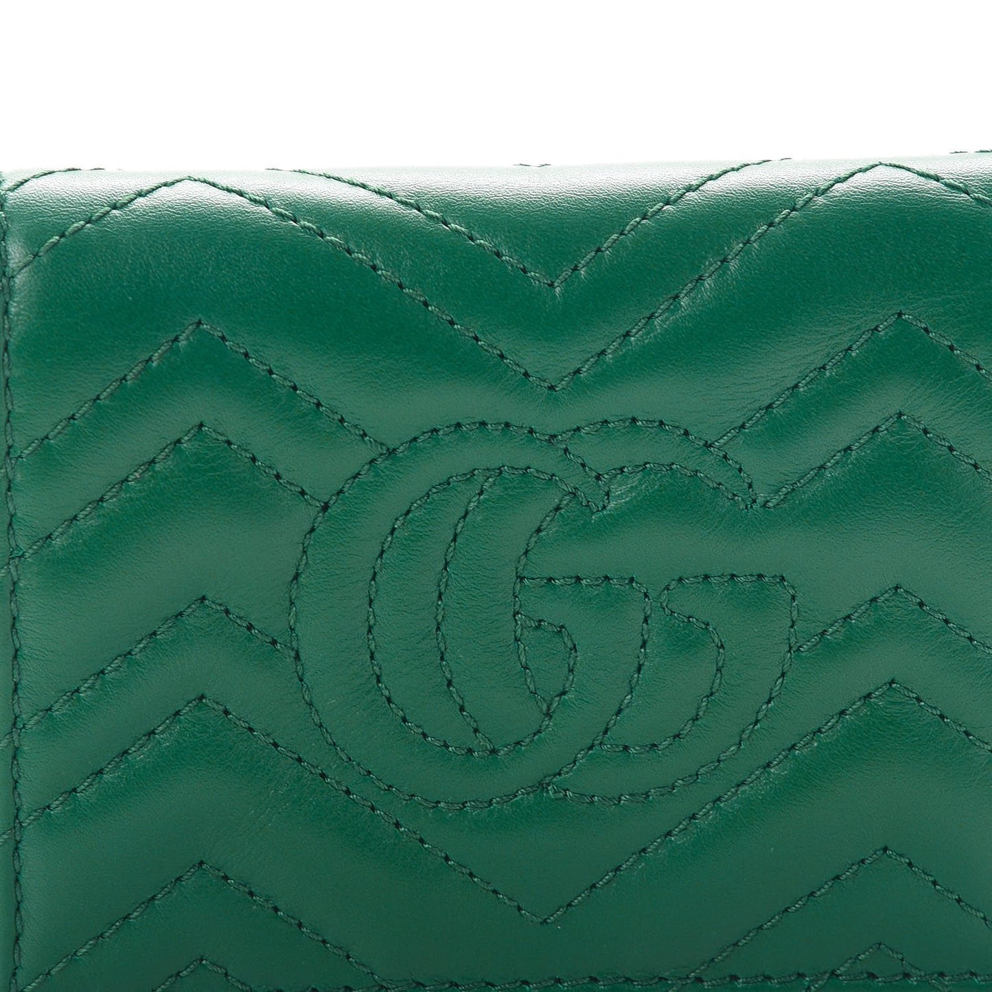 Calfskin Matelasse GG Marmont Card Case Wallet Emerald
