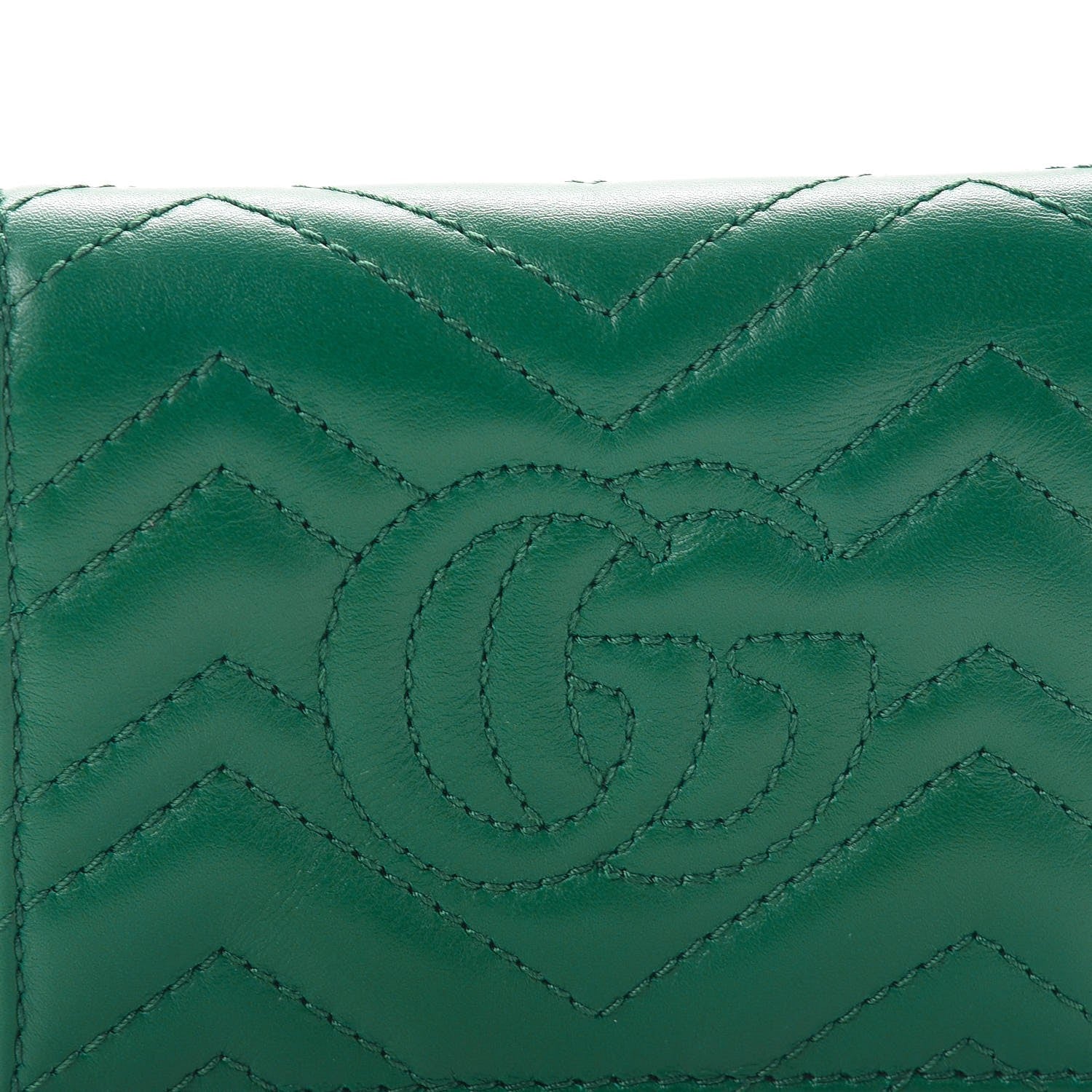 Gucci Calfskin Matelasse GG Marmont Card Case Wallet Emerald 6 of 9