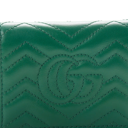 Gucci Calfskin Matelasse GG Marmont Card Case Wallet Emerald 6 of 9