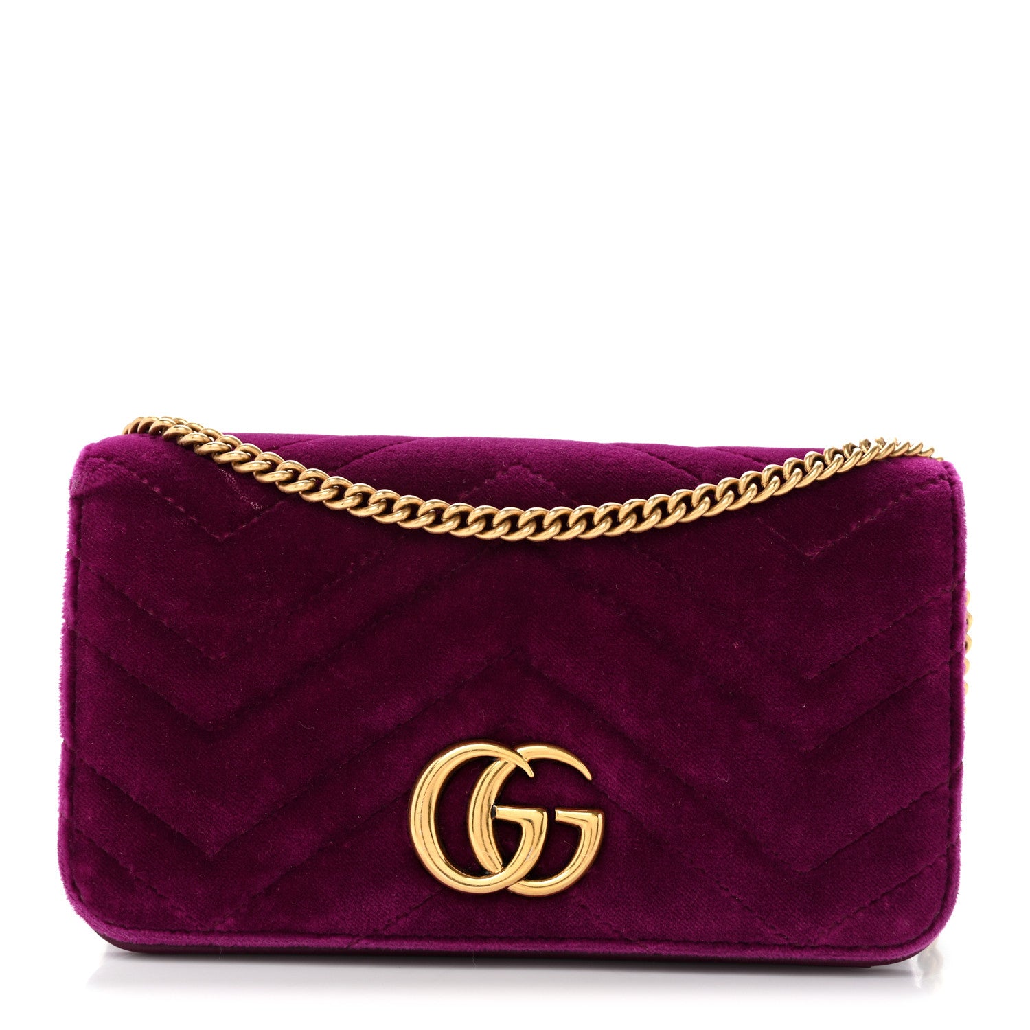 Gucci Velvet Matelasse GG Marmont Mini Bag Fuchsia Violet Cyclamen 1 of 9