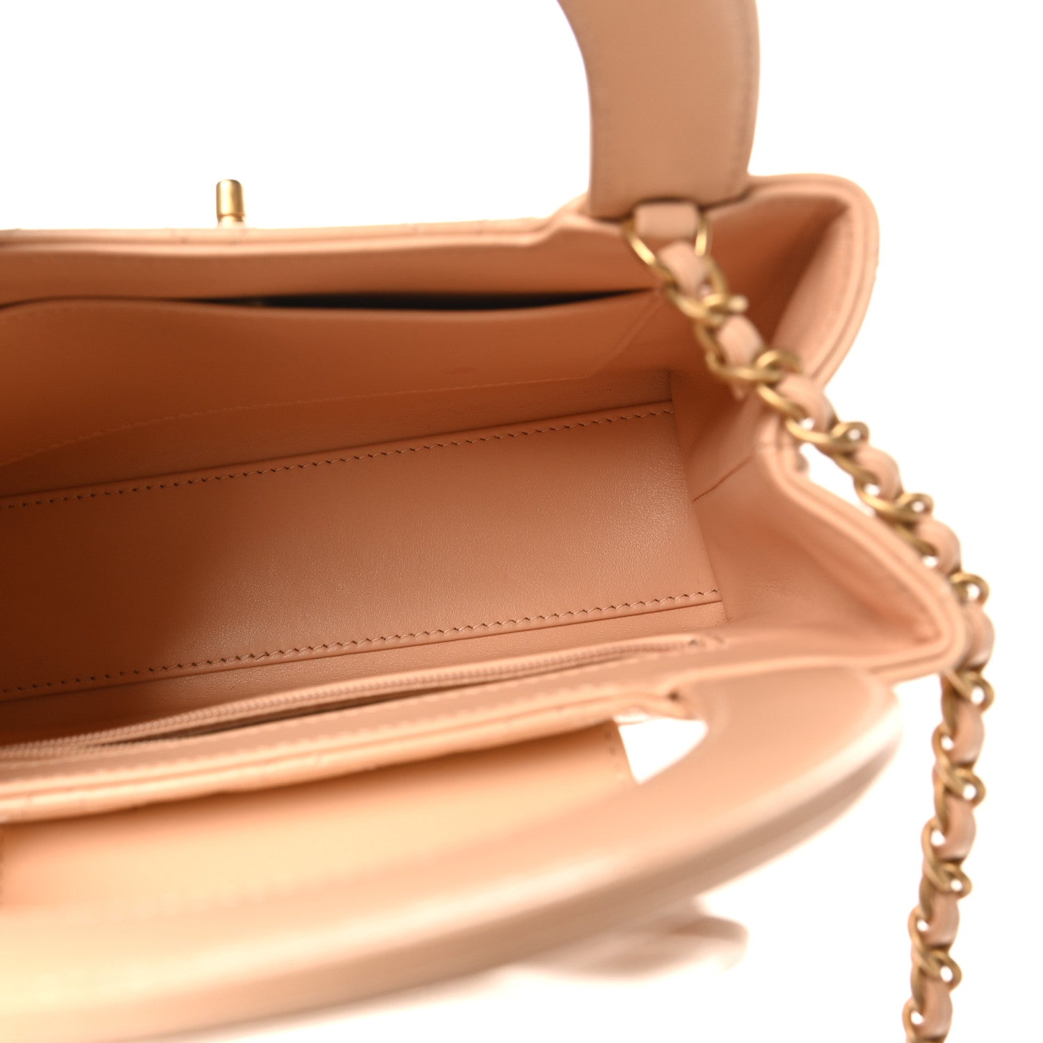Chanel Shiny Aged Calfskin Quilted Nano Kelly Shopper Beige 5 of 9
