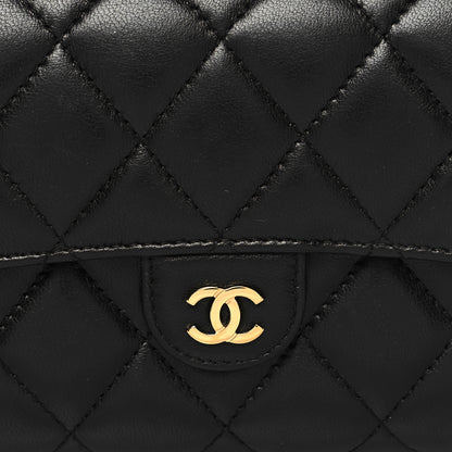 Chanel Lambskin Quilted Large Gusset Flap Wallet Black 9 of 10