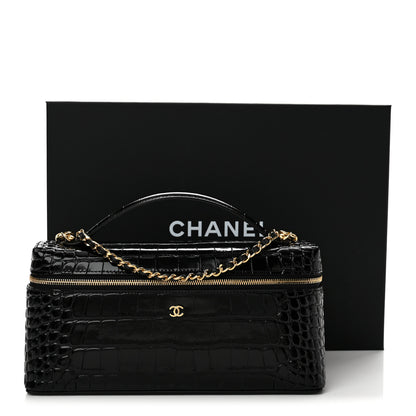 Chanel Calfskin Crocodile Embossed Crococo Exoticoco Long Vanity With Chain Black 12 of 12