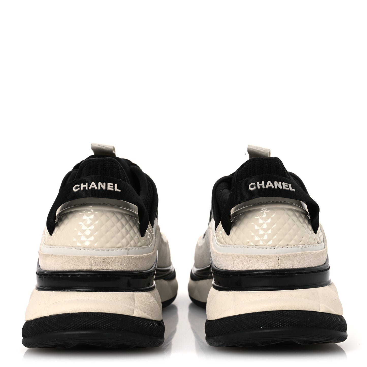 Fabric Suede Calfskin CC Sneakers 39.5 White Black