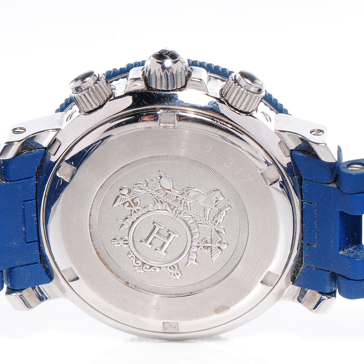 Hermes Stainless Steel Rubber 33mm Clipper Chronograph Diver Watch Blue 5 of 6