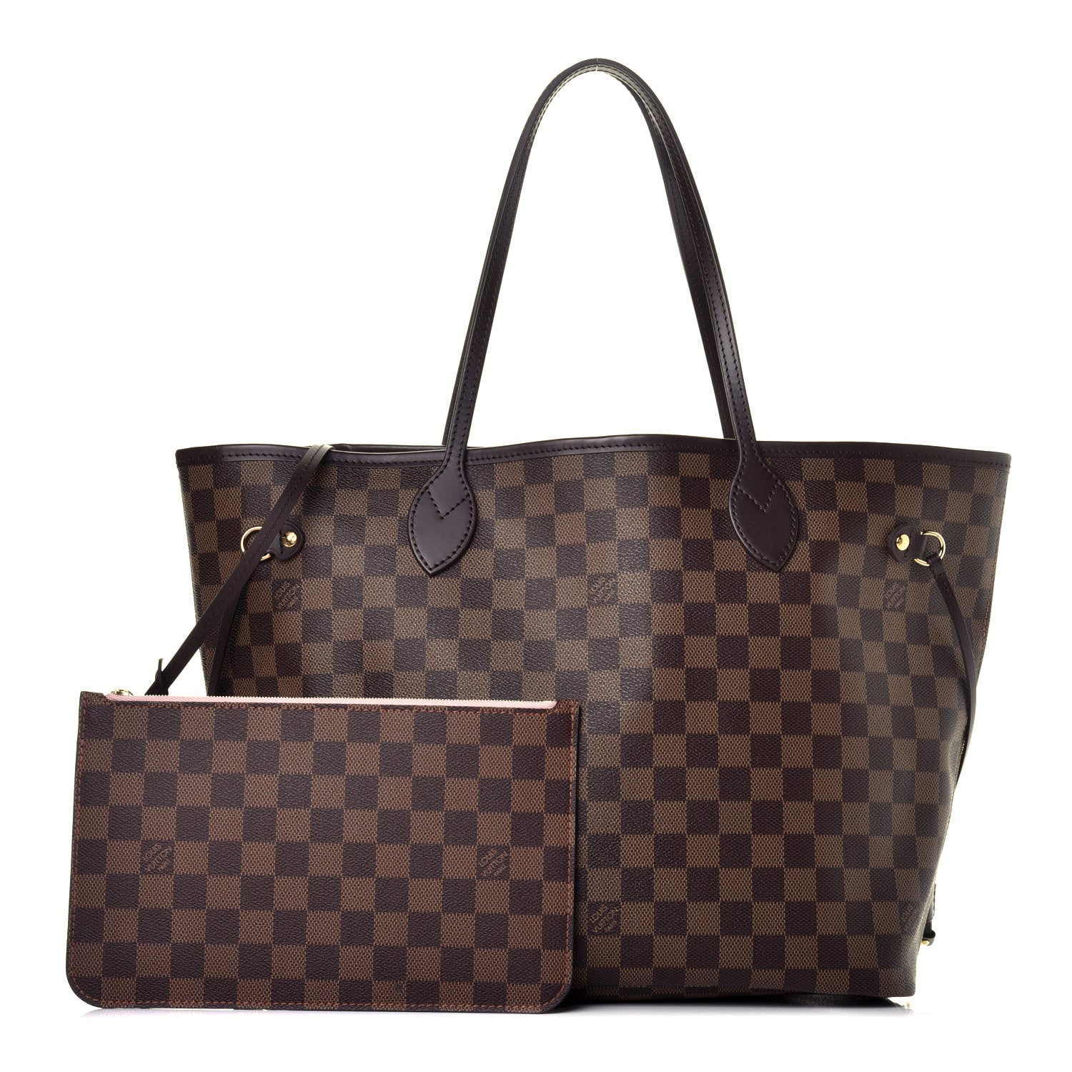 Louis Vuitton Damier Ebene Neo Neverfull MM Rose Ballerine 1 of 10