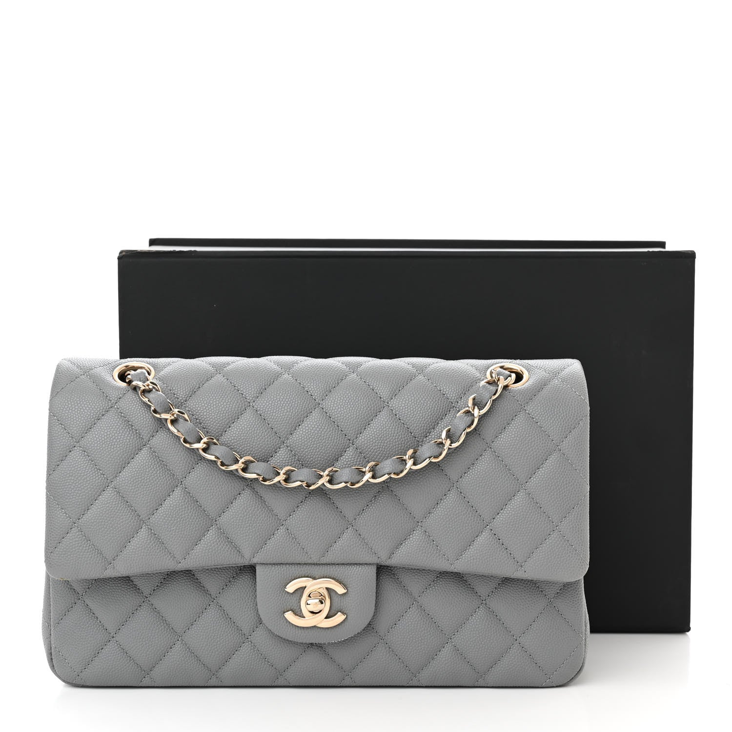 Chanel Caviar Quilted Medium Double Flap Grey 12 of 12