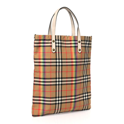 Burberry Vintage Rainbow Check Shopper Tote White 3 of 8