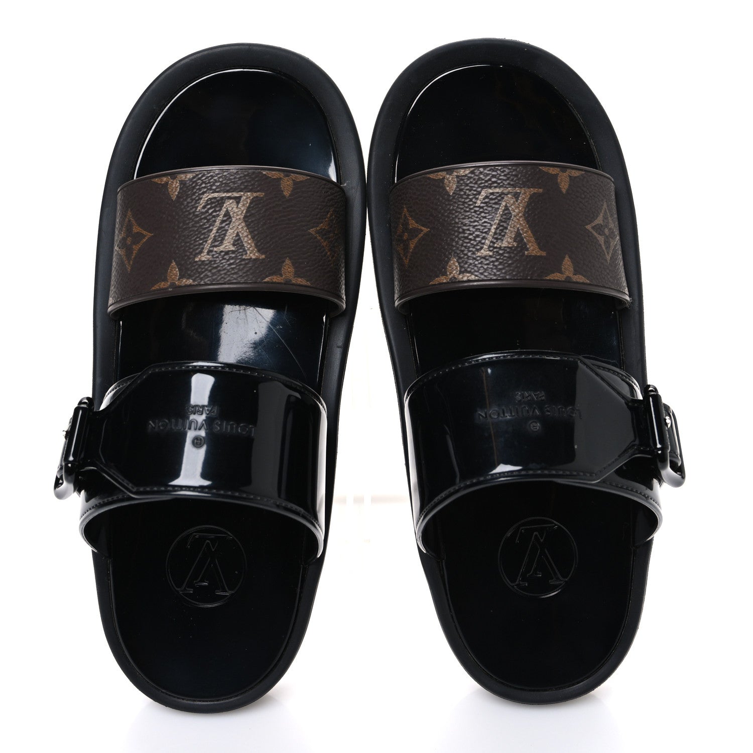 Louis Vuitton Monogram Sunbath Flat Mule Sandals 37 Black 2 of 9