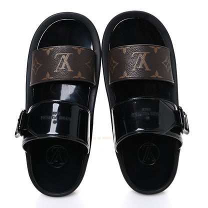 Louis Vuitton Monogram Sunbath Flat Mule Sandals 37 Black 2 of 9