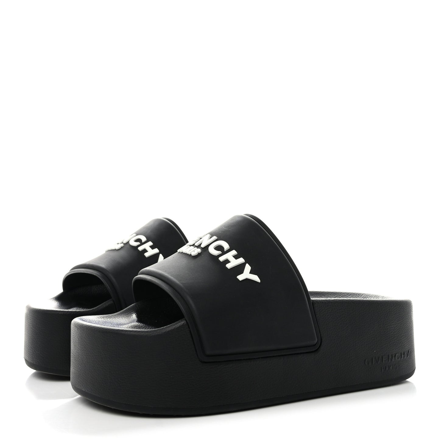 Rubber Logo Platform Slides 37 Black