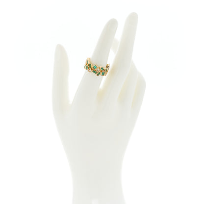 Suzanne Kalan 18K Yellow Gold Diamond Emerald Mosaic Ring 54 6.75 2 of 6