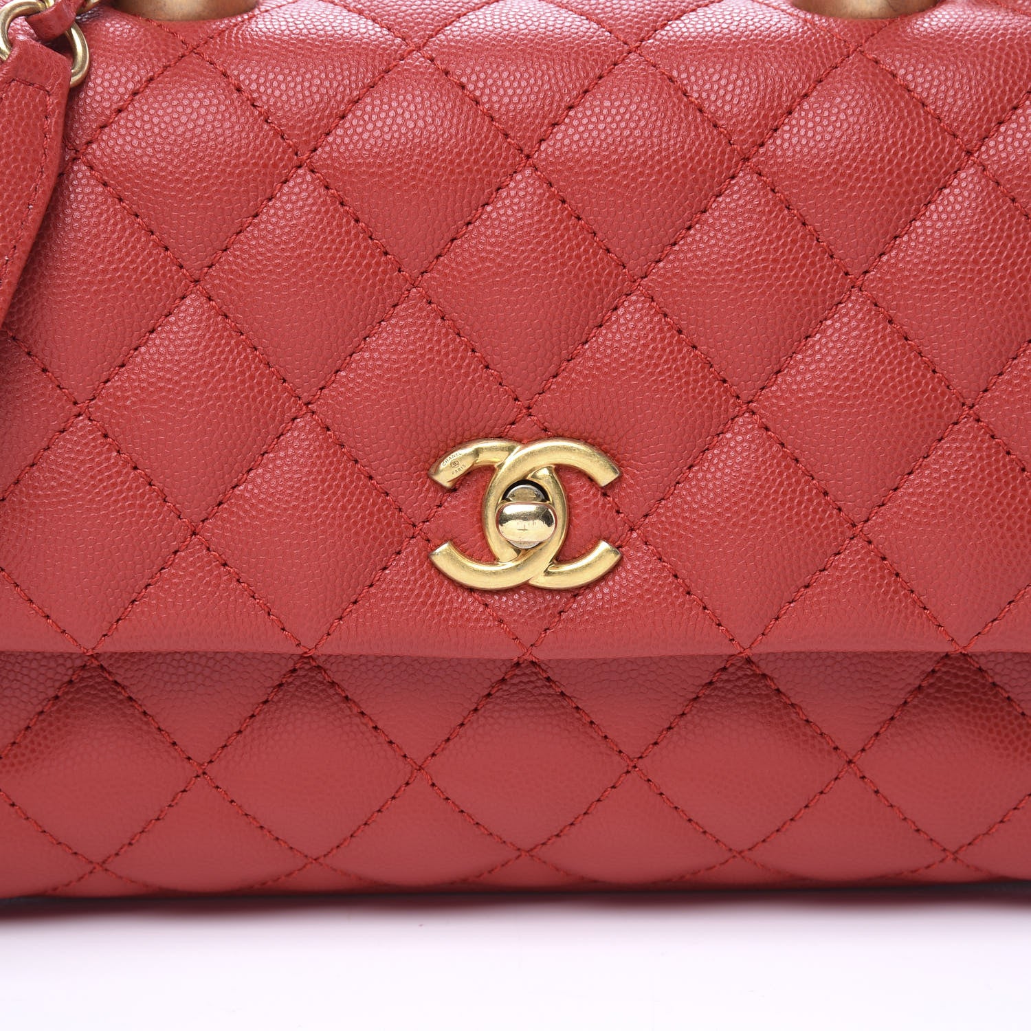 Chanel Caviar Quilted Mini Coco Handle Flap Dark Red 9 of 10