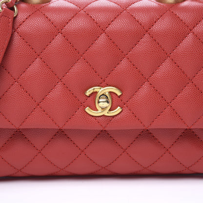 Chanel Caviar Quilted Mini Coco Handle Flap Dark Red 9 of 10
