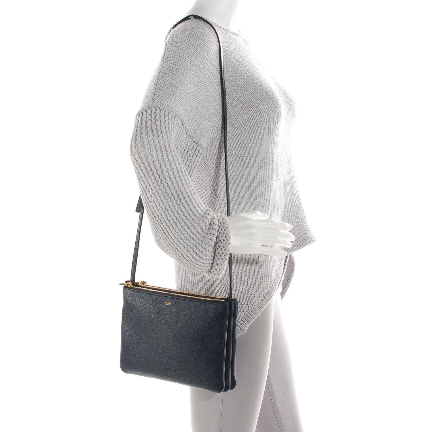 Celine Goatskin Large Trio Crossbody Dark Blue 2 of 8
