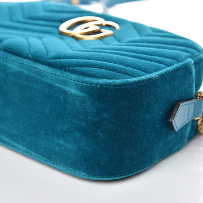 Gucci Velvet Matelasse Small GG Marmont Chain Shoulder Bag Pavone Cyan 10 of 10