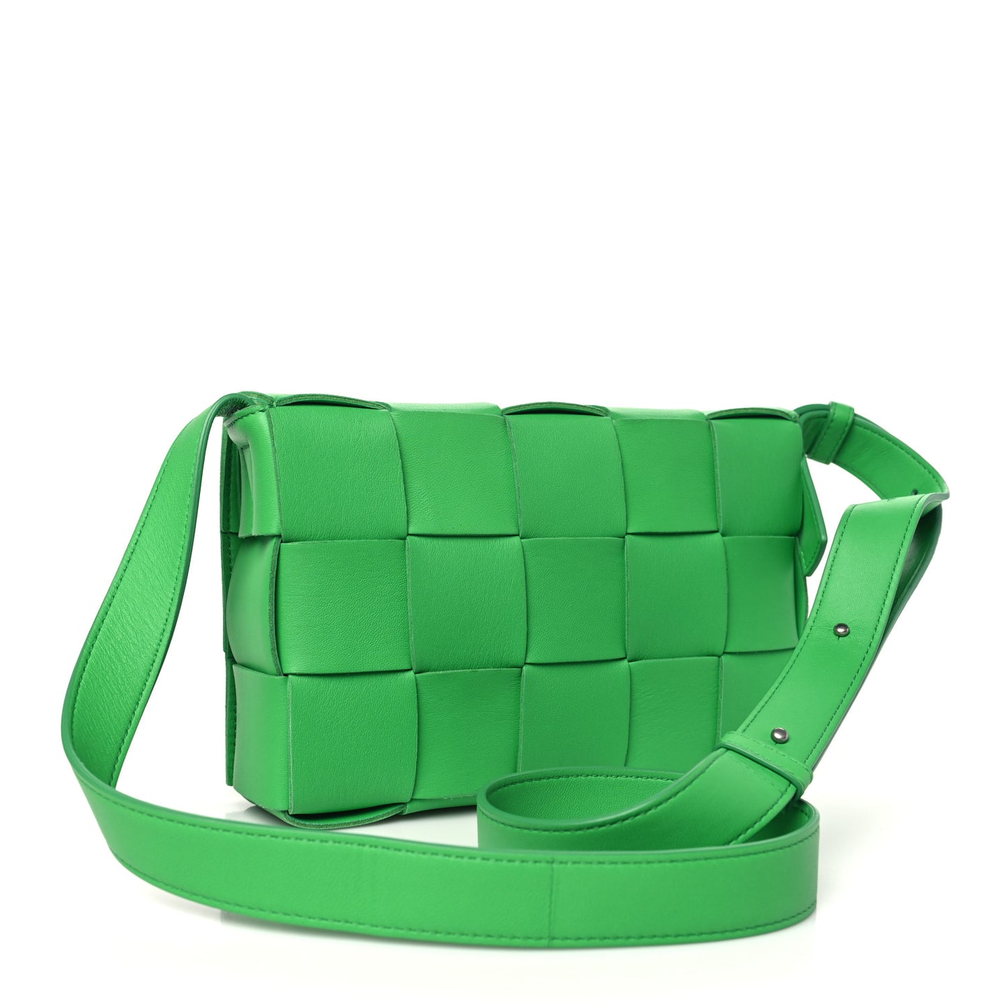 Lambskin Maxi Intrecciato Cassette Crossbody Bag Grass